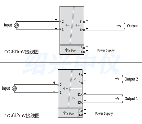 毫伏信號隔離器接線圖