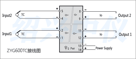 熱電偶輸入信號隔離器接線圖